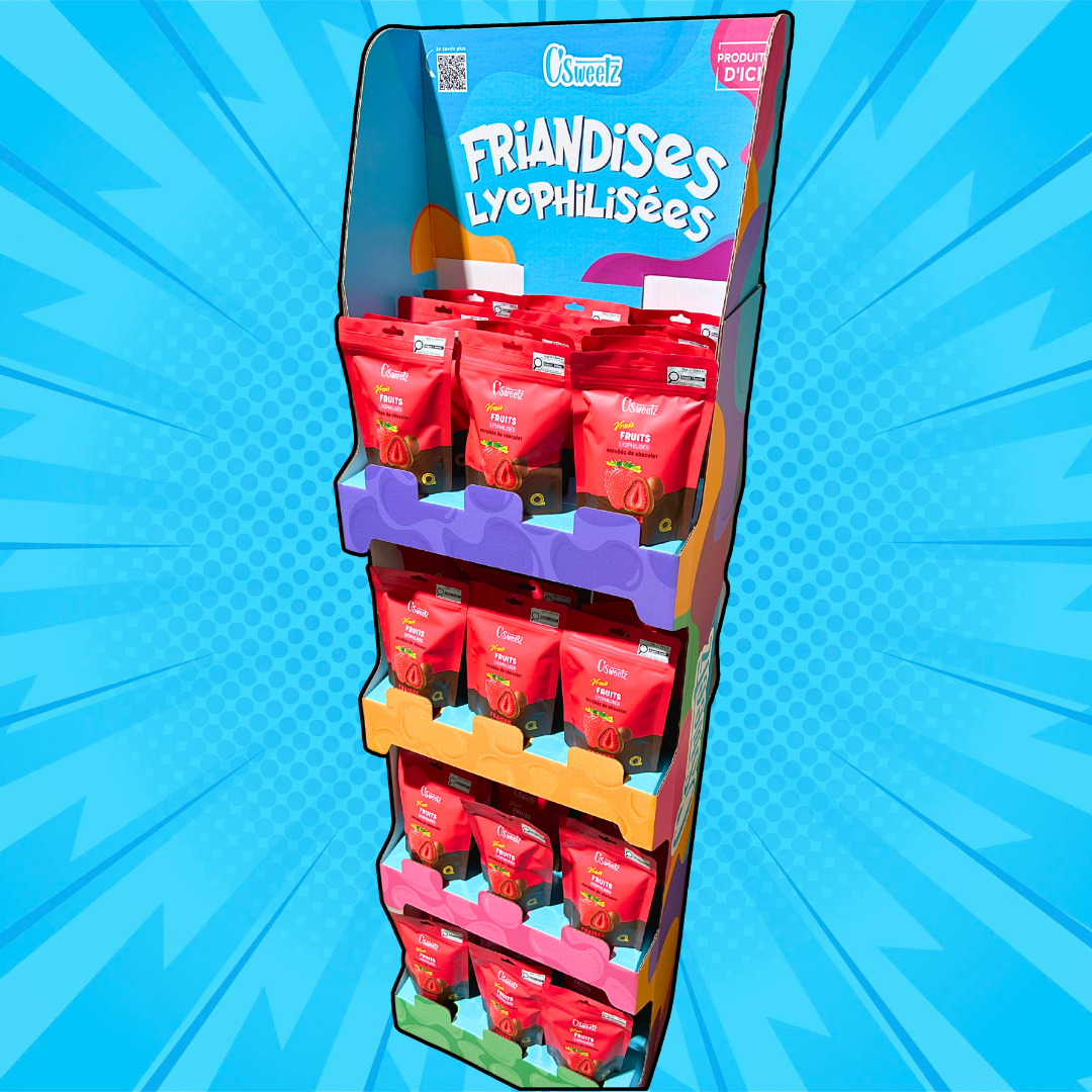 Présentoir de plancher (livré avec 60 sacs de fraises)