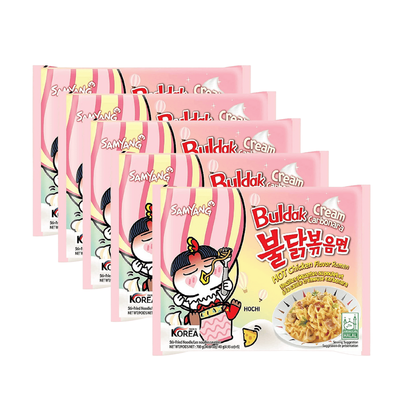 Buldak Ramen CAISSE de 8 paquets - Cream Carbonara (5x145g)