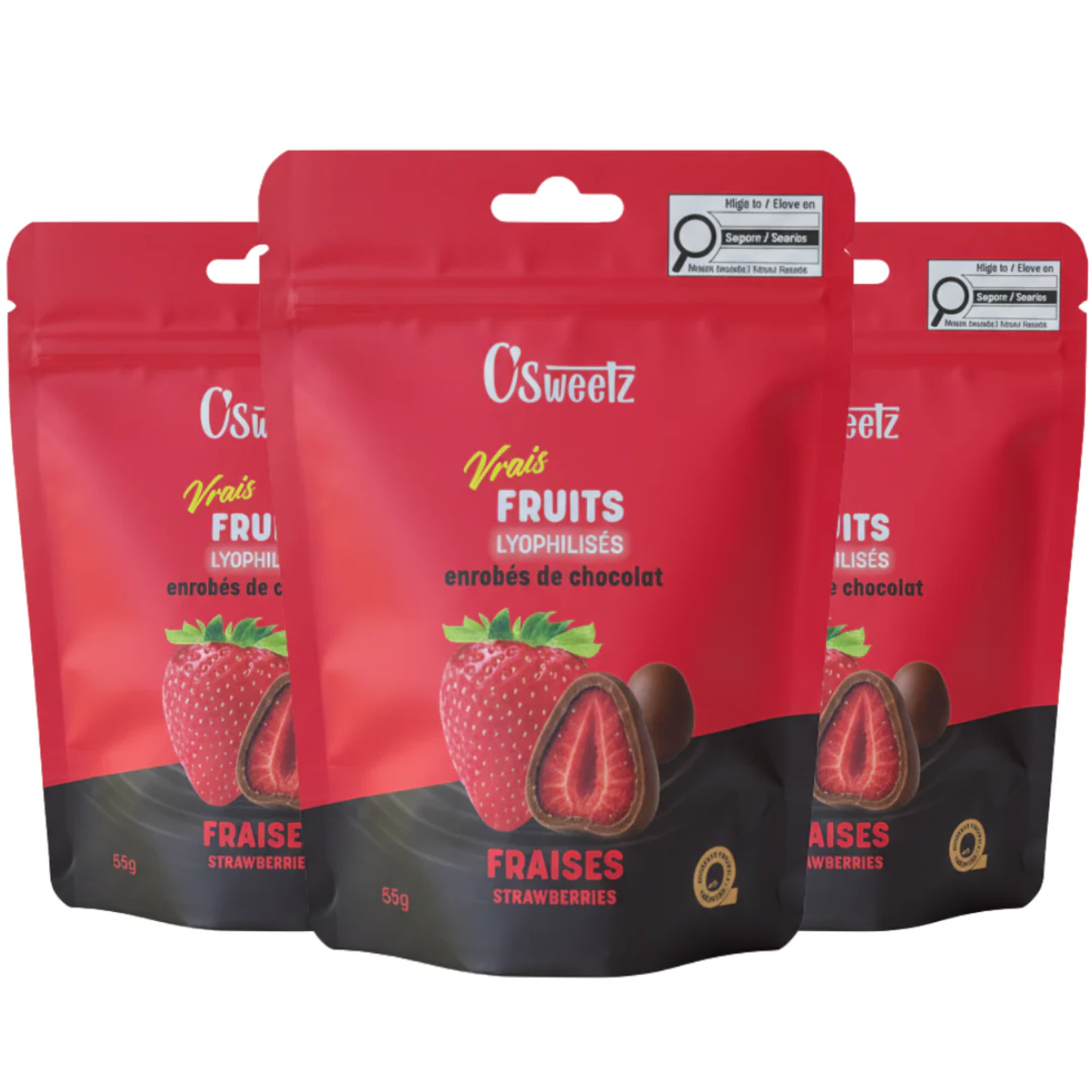 O'Sweetz - Fraises Lyophilisés - Chocolat au lait (12x55g)