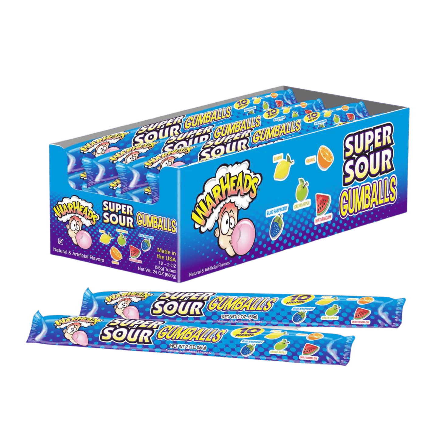 Warheads Super Sour Gumball Tubes - (12x28g)