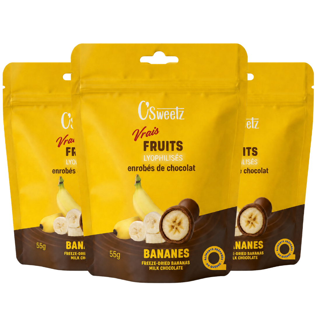 O'Sweetz - Bananes Lyophilisés - Chocolat au lait (12x55g)