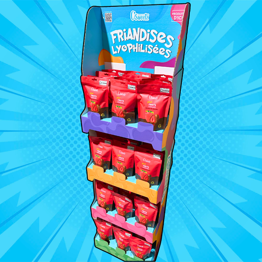 Présentoir de plancher (livré avec 60 sacs de fraises)