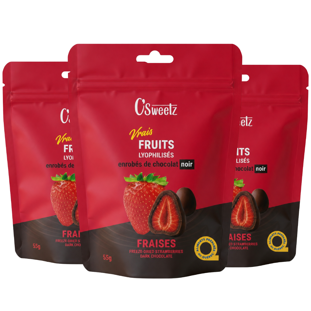 O'Sweetz - Fraises Lyophilisés - Chocolat au noir (12x55g)