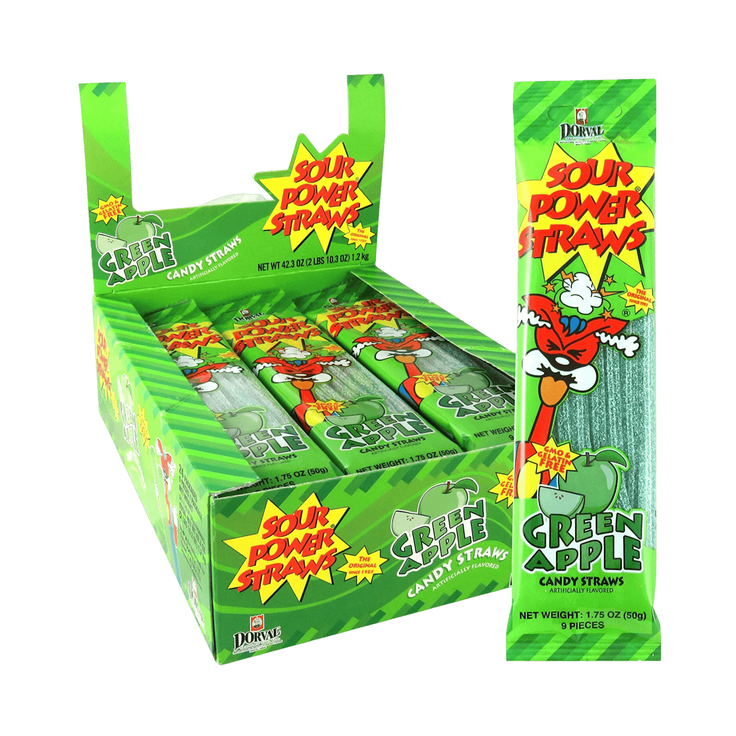 Sour Power Straws - Green Apple  (24x50g)