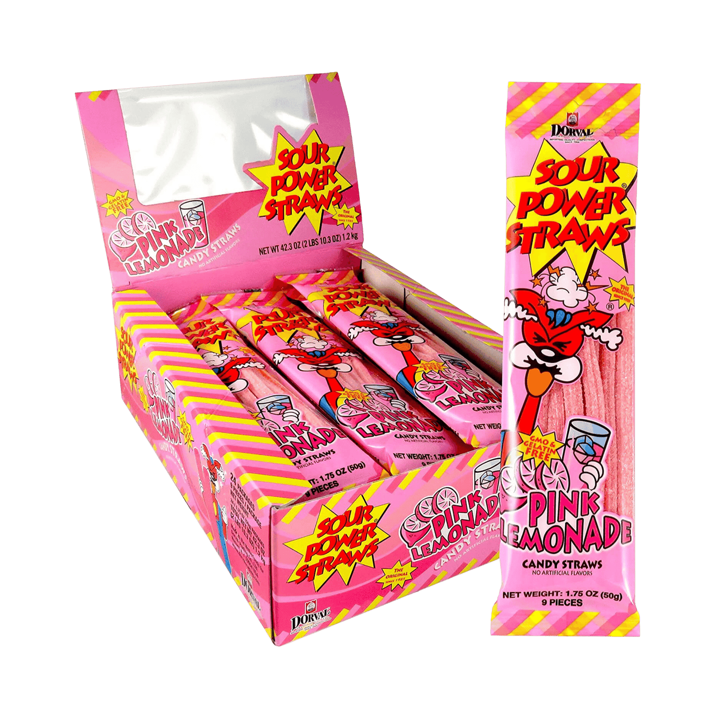 Sour Power Straws - Pink Lemonade (24x50g)