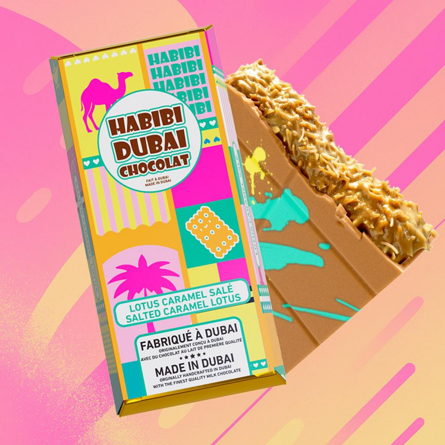 Chocolat de Dubaï - Habibi - Lotus Caramel Salé (10x200g) (MINIMUM DE 2 CAISSES AU CHOIX)