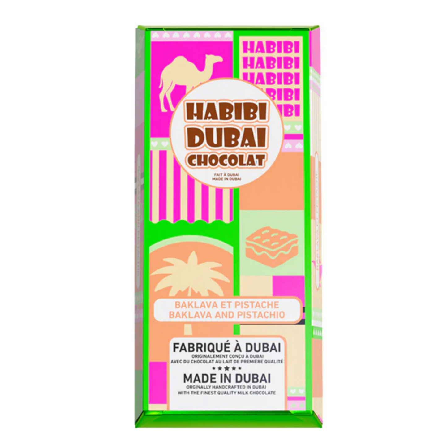 Chocolat de Dubaï - Habibi - Baklava & Pistache (10x200g) (MINIMUM DE 2 CAISSES AU CHOIX)