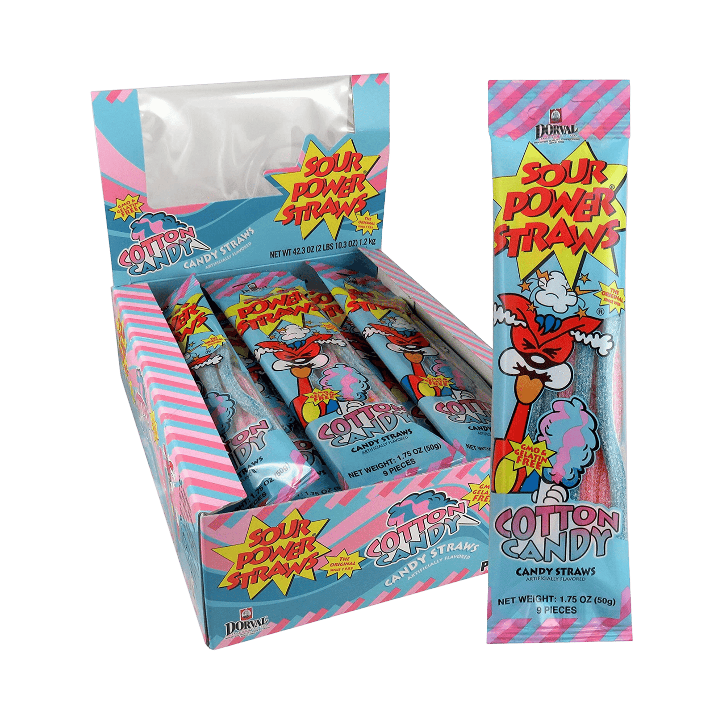 Sour Power Straws - Cotton Candy (24x50g)